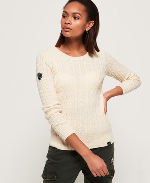 Superdry Croyde Cable Knit Női Kötöttáru Bézs | AWNXH8157